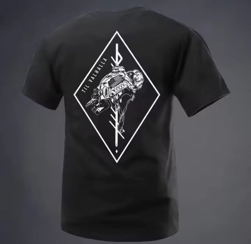 T-Shirt Tattica "Til Valhalla" - Grafica Operator & Rune Design