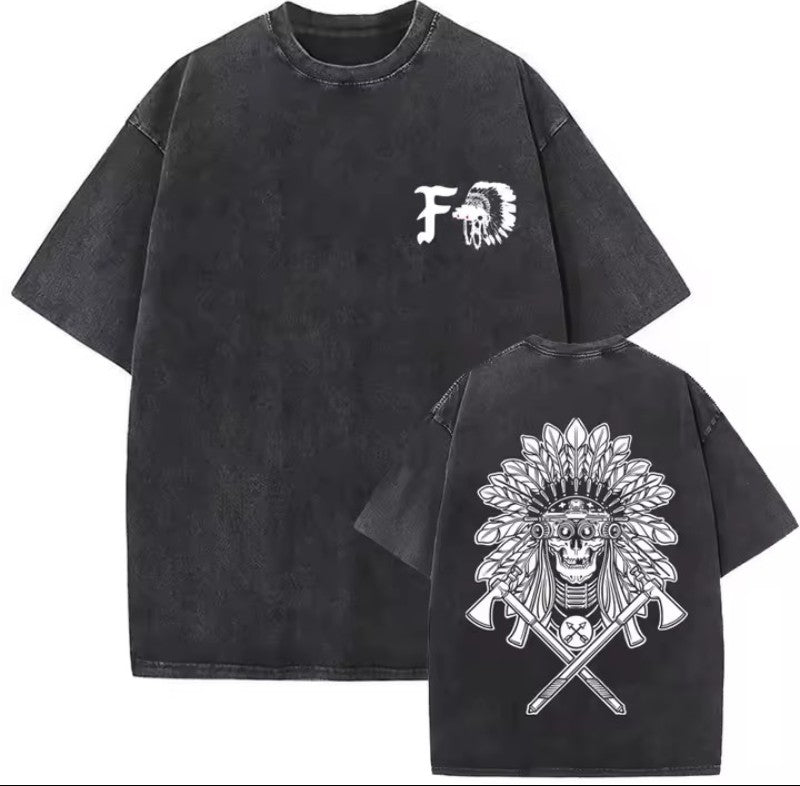 T-Shirt Oversize "Warrior Skull" - Edizione Graphic Tee Vintage Black