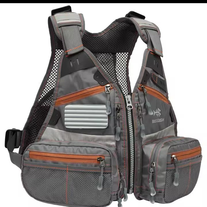 Bassdash® Gilet Tecnico da Pesca Regolabile – Multi-Tasca e Traspirante